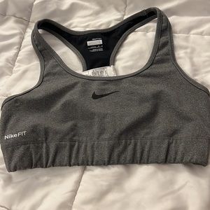 Nike Dry Fit Girl's Sports Bra, Gray, Size Large